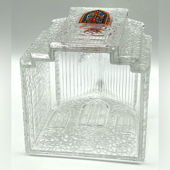 Vintage Avon Silent Night Pressed Clear Glass Church Stained Glass Window 1992 - Picture 8 of 11